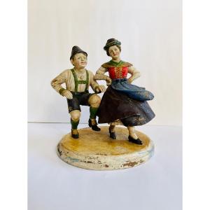 Couple De Danseurs Tyroliens - Art Populaire 